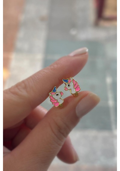 Gümüş Renkli Unicorn Çocuk Küpesi Diğer