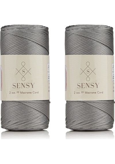 Premium 400 Gr Polyester Makrome Ipi 2 Mm 2li Set Gri Makrame Ip Supla Çanta Ipi No:4