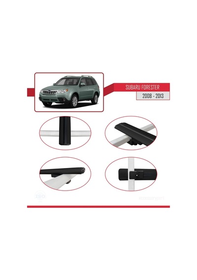 Subaru Forester 2008-2013 Arası İle Uyumlu Basic Model Ara Atkı Tavan Barı Siyah 3 Adet