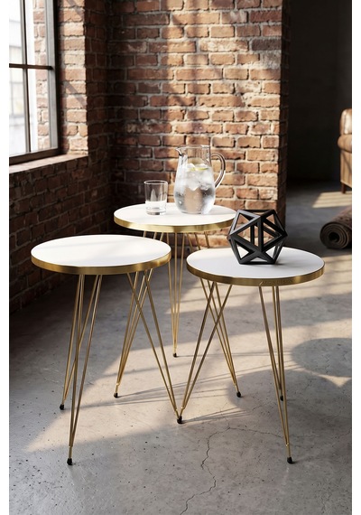 Kahveci.store Gold Tel Zigon Beyaz 3'lü 22