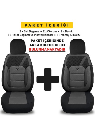 Pandami Oto Koltuk Kılıfı, 1+1 Set, Gofraj / Gri