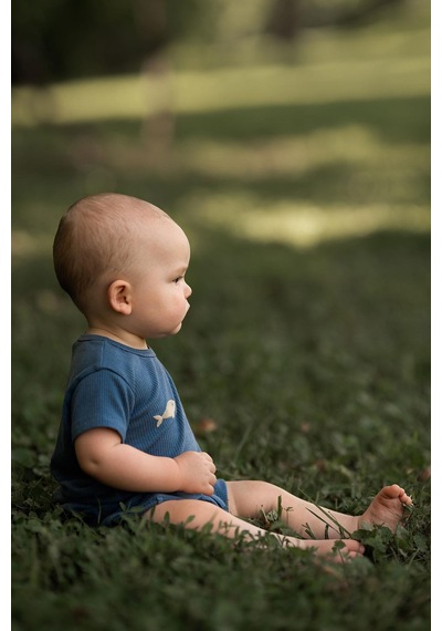 Antebies Bambu, Sustainable, Mavi,balık Nakışlı Kısa Kollu Erkek Bebek Tshirt Şort Takımı