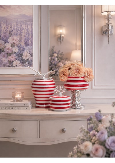Dekoratif - Salon Seti Full Kırmızı Zebra Gümüş