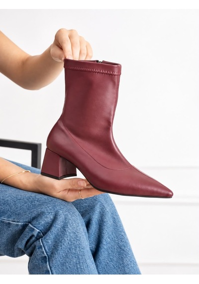 Dabab Shoes Bega Kadın Bordo Streç Cilt Sivri Burun Fermuarlı 6 Cm Kalın Topuklu Bot Bootie Dabab Shoes Bega Kadın Bordo Streç Cilt Sivri Burun Fermuarlı 6 Cm Kalın Topuklu Bot Bootie