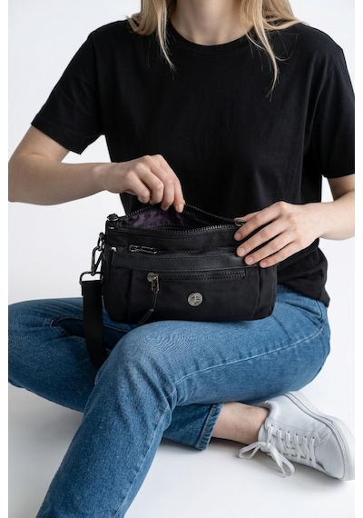 Baginn Paraşüt Kumaş Mini Çapraz Askılı Kadın Telefon Çantası Yağmur Geçirmez El Askılı Çanta 20 12 Cm Siyah