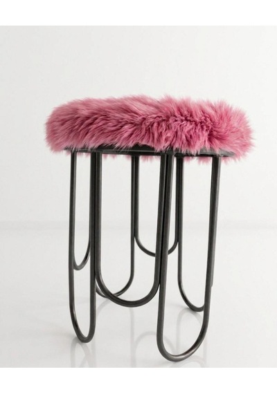 Destan Peöbe Peluş Kumaş Metal Puf Siyah
