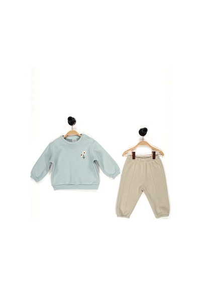 Kidaxi Nakış Detaylı 3 İplik İkili Mint Bebe Takımı Mint Yeşili