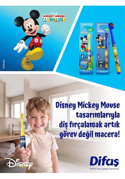 Difaş Mickey Mouse Yumuşak Kıllı Diş Fırçası 8-14 Yaş 2 Adet