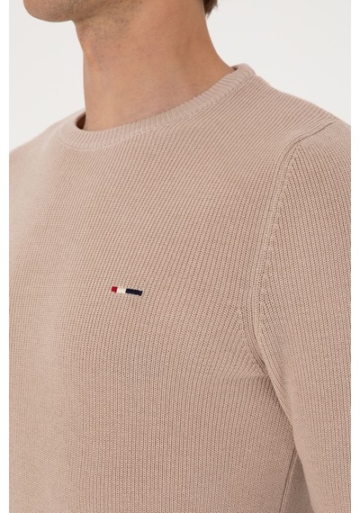 U.S. Polo Assn. Erkek Slim Fit Bisiklet Yaka Taş Basic Kazak 50313667-VR049