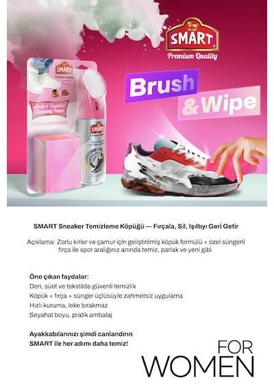 Smart Spor Ayakkabı Temizleme Köpüğü Kadınlar Özel Renksiz Naturel