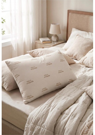 Ortopedik Yastık Visco Teknolojili Hafızalı Dolgulu Yastık 50 X 70 Cm Bej - 942321451 Bej