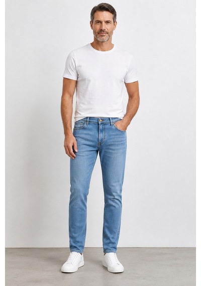 Bihan Store Erkek Slim Fit Esnek Denim Jean Pantolon Mc Clap 008-buz Mavisi