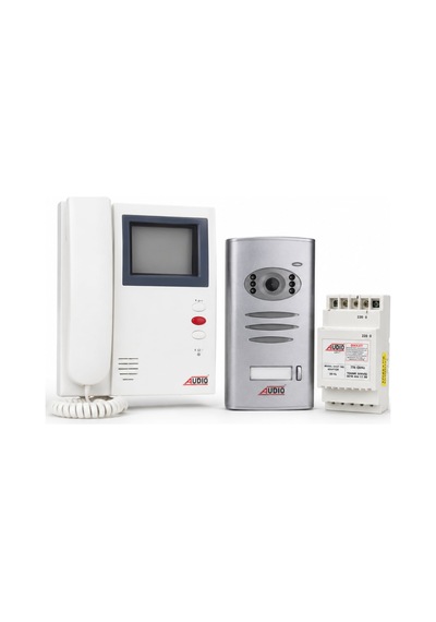 Audio 001390 4 Siyah Beyaz Görüntülü Villa Diafon Seti Kamera + Monitör + Adaptör Dahil