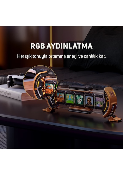 Divoom Times Gate 5 Ekranlı Rgb Işıklı Akıllı Dijital Saat, Dekor Resim Çerçevesi, Sarı