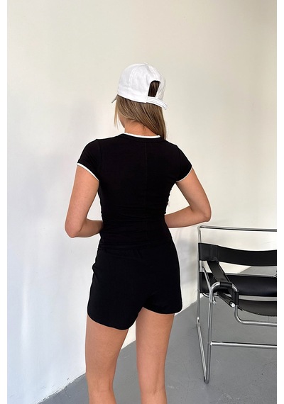 Giysa Kadın Bisiklet Yaka Pamuklu Basic T-shirt Siyah - Ms0001285 Siyah