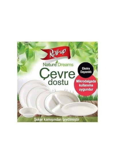 Roll-up Nature Ekolojik Karton Kağıt Parti Tek Kullanımlık Tabak - 22 Cm. - 50 Adetlik 3 Paket Genel