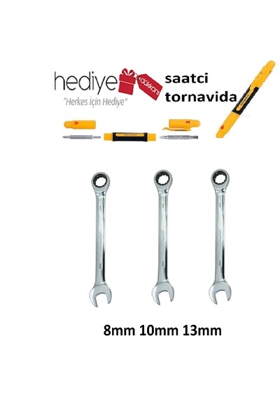 Ht- Rico Düz Kombine Cırcır Anahtar 8-10-13mm