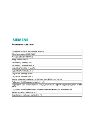 Siemens LC65KAJ00T iQ300 Duvar Tipi Davlumbaz