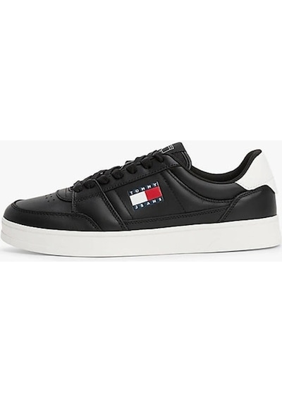 Tommy Hilfiger Tommy Jeans Erkek Siyah Greenwich Essential Deri Sneaker Siyah