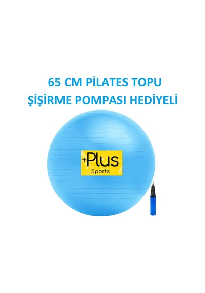 Mavi Pilates Topu 65 Cm Şişirme Pompası Hediyeli Mavi