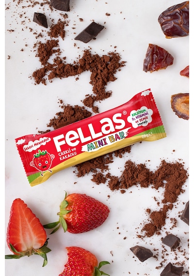 Fellas Çilek ve Kakaolu Mini Kids Meyve Bar 12 x 28 G