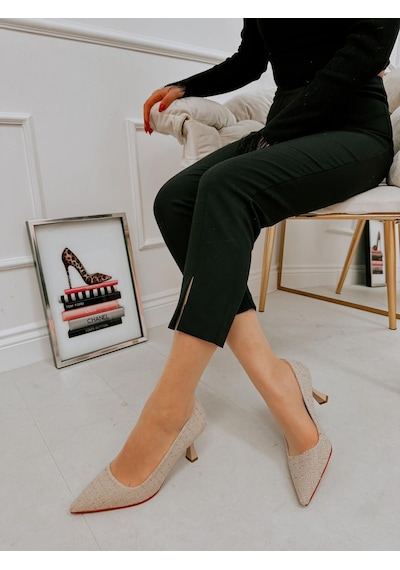 Ervanın Butiği Bej Tüvit Freda Kadın Stiletto-3864
