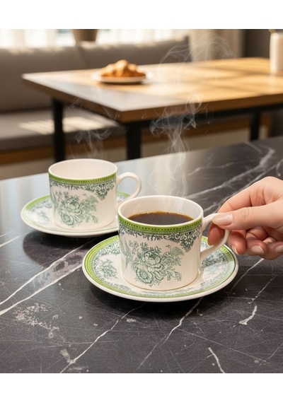 2 Kişilik Double Verdantia Kahve Fincanı-5818 Yeşil