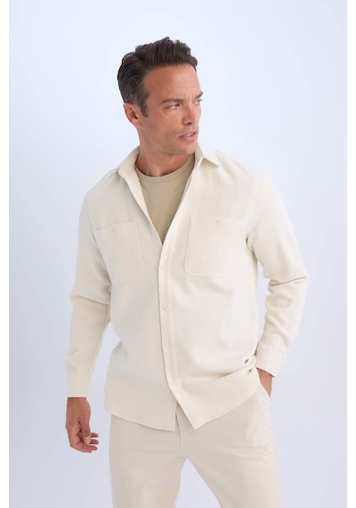DeFacto Relax Fit Polo Yaka Flanel Uzun Kollu Gömlek D1061AX24WNER98 DeFacto Relax Fit Polo Yaka Flanel Uzun Kollu Gömlek D1061AX24WNER98