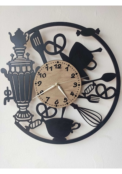 Ümra Lazer Mutfak Cafe Duvar Saat - 40x40 Cm Siyah