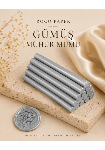 Gümüş Silindir Mühür Mumu, 10 Adet - 11 Cm, Zarf Ve Davetiye Mühr Diğer