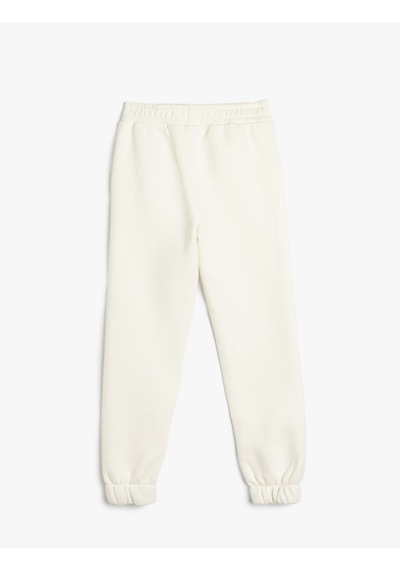 Koton Jogger Eşofman Altı Kalp Baskılı Beli Lastikli Cepli Ekru 5wkg40110ak Ekru
