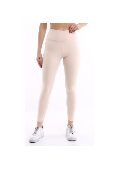 Winmoda34 Kadın Yüksek Bel Korseli Geniş Kemer Yumoş Tayt Ekru