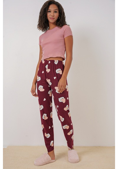 Bigdart 4323 Desenli Pijama Altı - Bordo