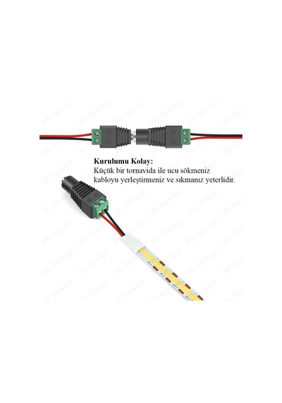 Dc Dişi+Erkek 5.5x2.1mm Klemensli Güç Konnektörü Seti