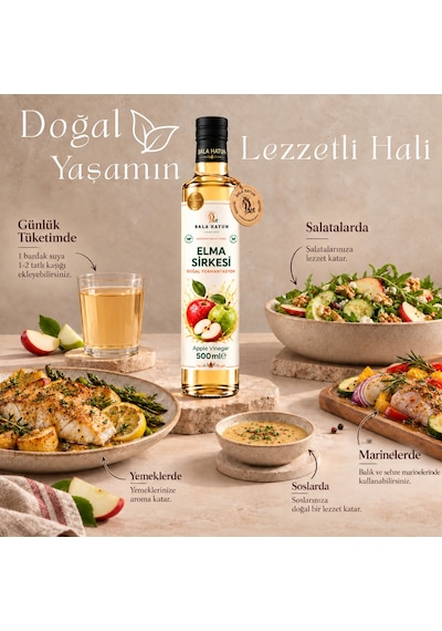 Bala Hatun Elma Sirkesi 500ml - Doğal Fermantasyon - Apple Vinegar