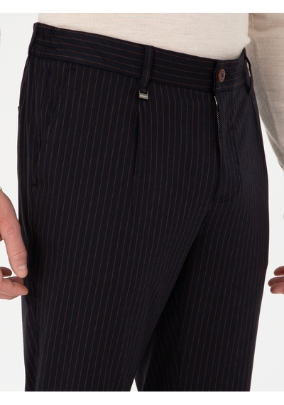 Cacharel Lacivert Carrot Fit Kanvas Pantolon