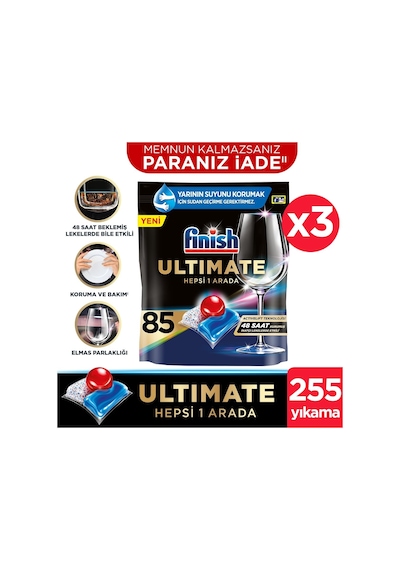 Finish Ultimate Bulaşık Makinesi Deterjanı Kapsül Tablet 255 Adet (85 x 3)