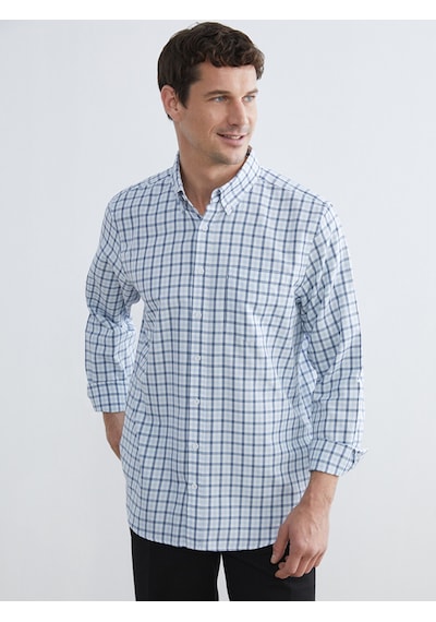 Lcwaıkıkı Classic Mavi Regular Fit Ekose Gabardin Erkek Gömlek