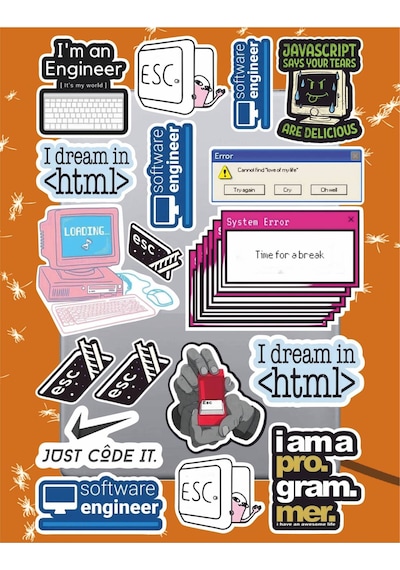 Yazılım Seri 2 Sticker Seti Laptop Ajanda Pc Tablet Telefon Defter Etiket Bullet Journal Diğer