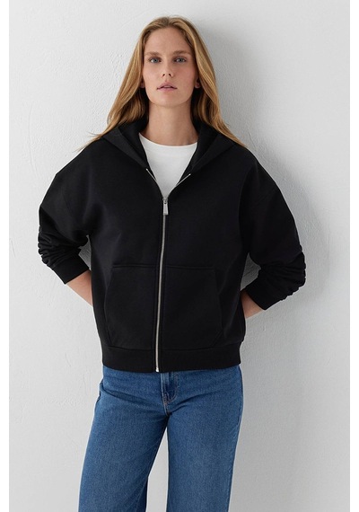 Mavi Fermuarlı Basıc Sweatshırt Siyah Siyah Kadın Sweatshirt M1s10570-900