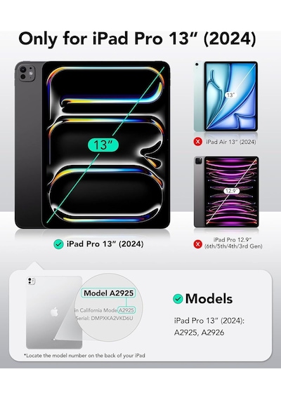 Apple Uyumlu iPad Pro 13 Inç 2024 M4 Kılıf Kalem Şarj Bölmeli Stadlı Uyku Modlu Arkası Silikon Akıllı Case Kılıf