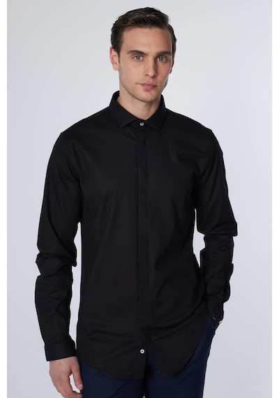 Tudors Slim Fit Uzun Kollu Dar Kesim Gizli Pat Pamuklu Siyah Erkek Gömlek-30960-siyah Siyah Tudors Slim Fit Uzun Kollu Dar Kesim Gizli Pat Pamuklu Siyah Erkek Gömlek-30960-siyah Siyah