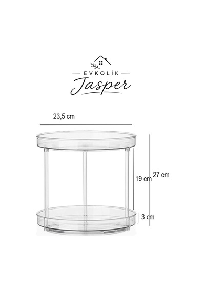 Jasper 360 Derece Döner 2 Katlı Takı Makyaj-mutfak Organizeri Çok Amaçlı Düzenleyici Kozmetik Organi Şeffaf