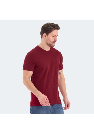 Slazenger RIVALDO Erkek V Yaka Bordo Tişört