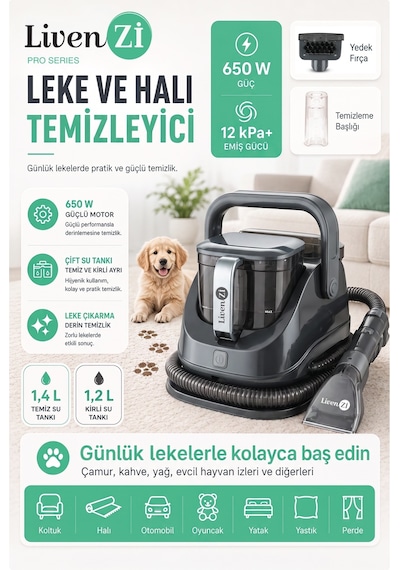 Livenzi Jjb-737 Koltuk Halı Yıkama Ve Leke Çıkartma Makinesi-gri