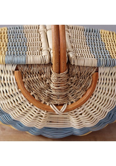 Bohem Small Boy Piknik Sepeti, Brunch Sepeti, Dekoratif Sepet, Iskandinav, Modern, Rattan