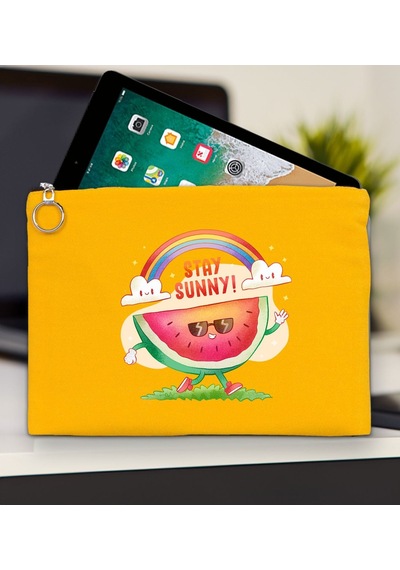 Bk Gift Yaz Temalı-7 Sarı Tablet Çantası 30x21cm, Apple iPad Uyumlu Çantası, Baskılı Tablet Kılıfı Kılıf