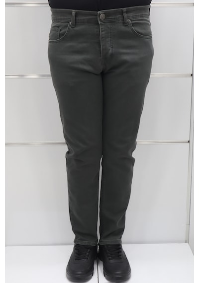 Dmctekstil Hacker Denim Erkek Haki Yeşil Normal Bel Rahat Kesim Dar Paça Jean Pantolon