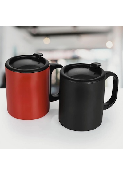 Paslanmaz Çelik Mug, Paslanmaz Çelik Termos Bardak-300 Ml Kırmızı