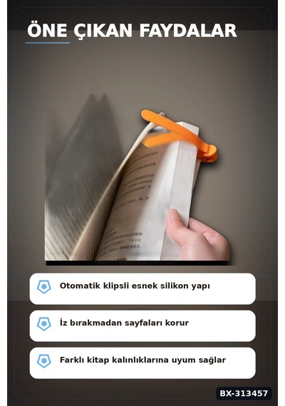 Silikon Otomatik Kitap Ayıracı 3 Adet Klips Seti - Akıllı Yer İmi Okuma Aksesuarı Bx-313457